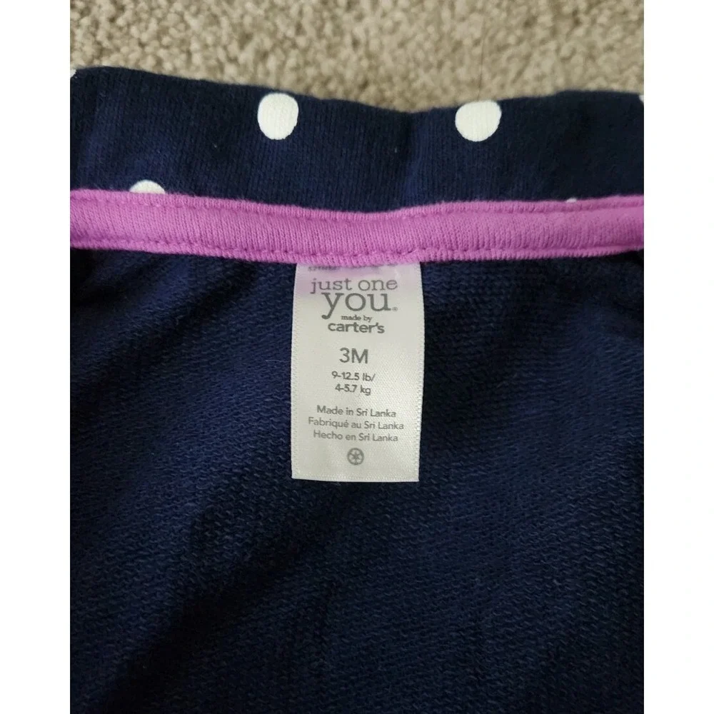 Fall Polka Dot Pea Coat‎ baby size 3 months, navy blue and white